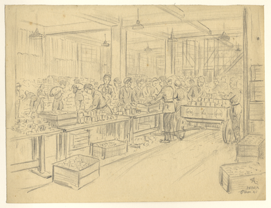 32901 Afbeelding van de hal van de Handelskamer (HaKa, Kanaalweg 19) te Jutphaas bij Utrecht waar de inhoud van de ...